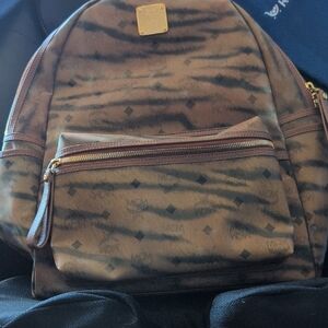 MCM Tiger Stripe Brown Backpack